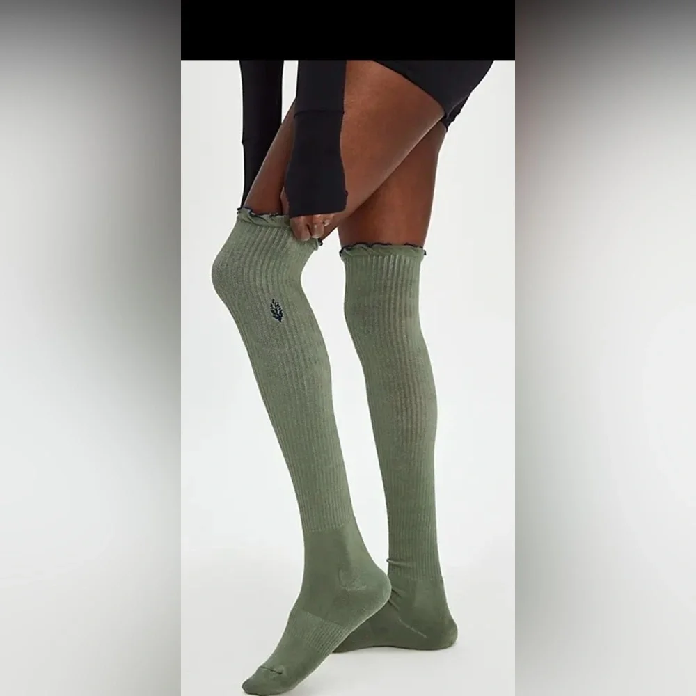 Free People Knee High Classic Ruffle Socks NWT